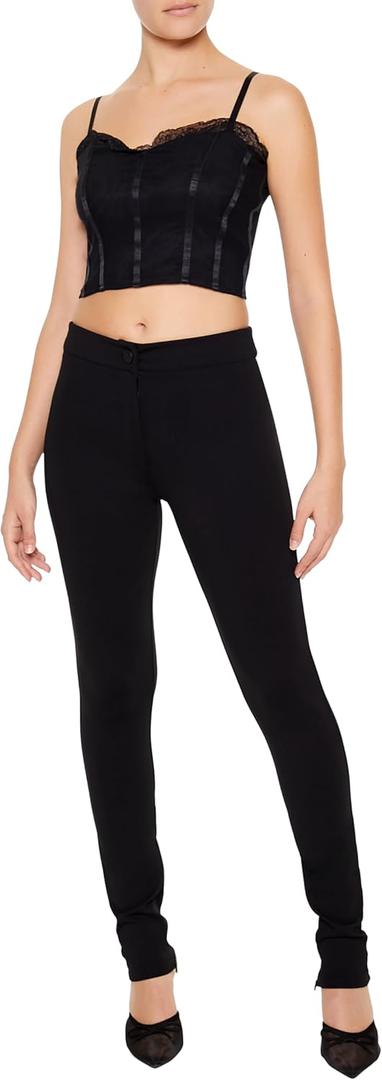 Forever 21 Womens High-Rise Zip-Hem Leggings (X-Large, Black)