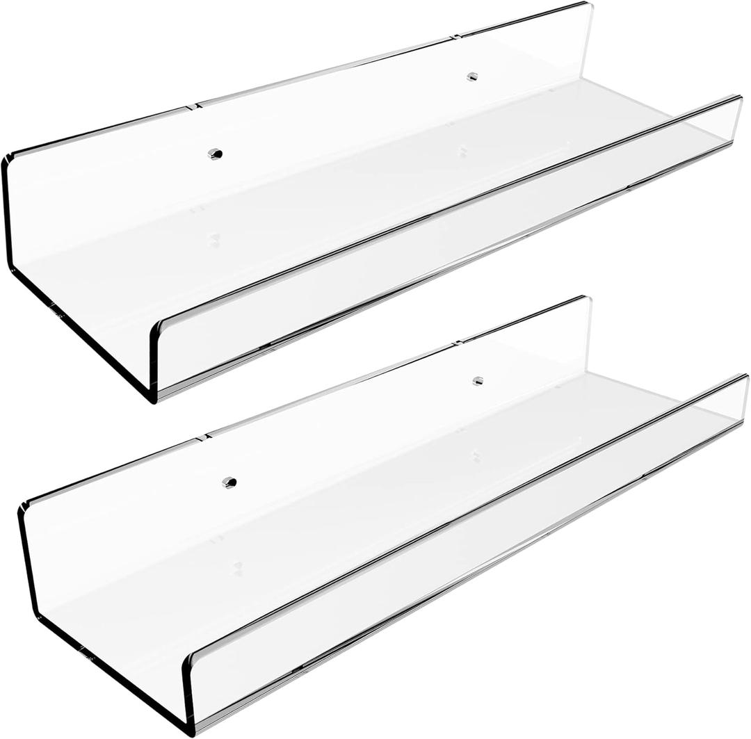 evron Acrylic Floating Shelves for Wall Decor (Clear, L15)