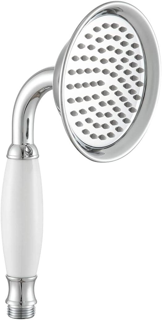 Shile Large Size 4.25 Inch Traditional Brass Chrome Ceramics Telephone Handheld Shower Head for Bathroom