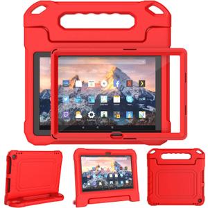 Kids Case for 10 Inch Tablet(13th/11th Generation, 2023/2021 Release) - Durable Shockproof Protective Cover with Screen Protector for 10/10 Plus/HD 10 Tablet, Not for iPad Samsung Tablet, Red