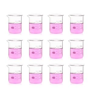 12pcs 100ml Upgraded Thick Glass Beakers, Griffin Low Form Beaker Set with Double Scale, 3.3 Boro, LVA005