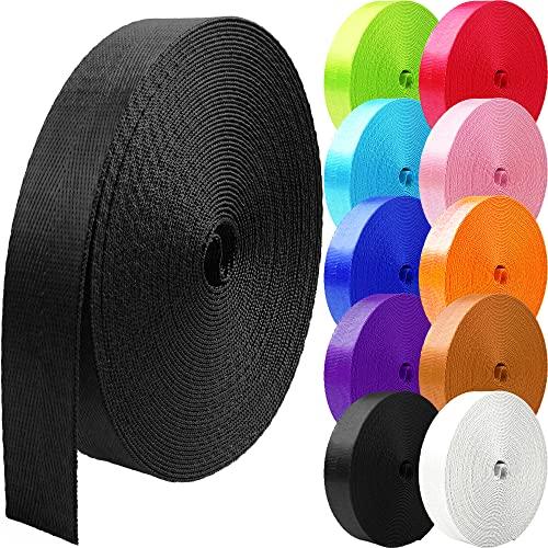Grosun 3.3 Yards Nylon Webbing 1 inch 1.5 inch 2 inch Webbing Nylon Strap Backpack Straps Belt, 10 25 50 3.3 Yards Webbing (Black, 1 inch)