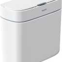 JOYBOS Bathroom Trash Can,3 Gallon Waterproof Automatic Small Bathroom Garbage Can with Lid, Slim Motion Sensor Plastic Narrow Trash Bin for Bedroom, Kitchen, Office,RV White