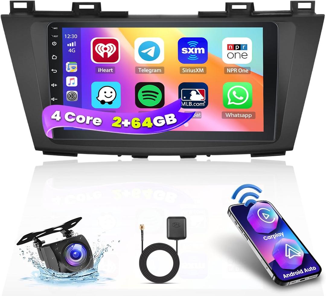 2+64G Screen for Mazda 5 CW 2010 2011 2012 2013 2014 2015 CarPlay Stereo Android 15 Car Radio 9 Inch Touchscreen Android Auto Backup Camera GPS FM RDS DSP 26UI