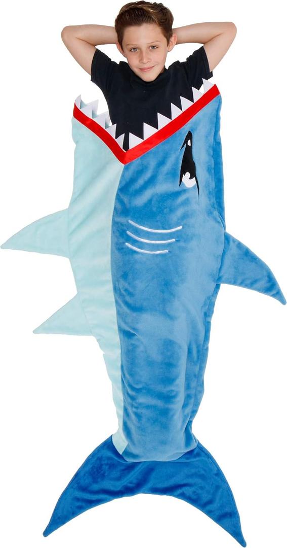 Silver Lilly Animal Tail Blanket - Plush Animal Sleeping Bag Blanket for Kids (Blue Shark)