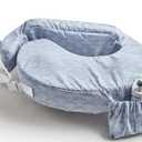 My Brest Friend Original Nursing Pillow Enhanced Ergonomics Essential Breastfeeding Pillow Support For Mom & Baby W/ Convenient Side Pocket, Double Straps & Slipcover, Horizon