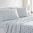 Modern Threads Printed 4-Piece Extra Soft Bedding Sheets & Pillowcase Set, Deep Pocket up to 16 inch Mattress Forever Roses Full (15 Light Blue Roses)