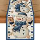 Artoid Mode Blue Snowman Xmas Gift Snowflake 210 GSM Winter Table Runner, Seasonal Christmas Kitchen Dining Table Decoration for Home Party Decor 13x72 Inch