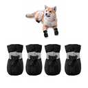 YAODHAOD Dog Shoes for Hot Pavement, Anti-Slip Sole Dog Boots & Paw Protector for Summer, Reflective Straps Dog Booties for Small Medium Dogs, Indoor Use 4PCS (Black, Size: 4)