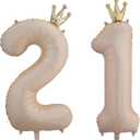 40 Inch Rose Gold Crown Number 21 Balloons, 21th Large Foil Helium Balloons, Gold 21th Celebration Decor Happy 21th Birthday Party,21th Birthday Party Decoration Wedding Anniversary Events Supplies