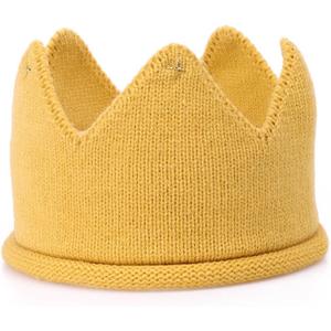 June Bloomy Baby First Birthday Party Knitted Hat 1st Crown Headband Beanie Warm Cap (Yellow)