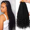 7 Packs 14 Inch Boho Goddess Box Braids Crochet Hair for Black Women (1B#, 14 Inch (Pack of 7))