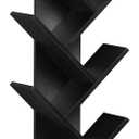 SHEEPAM 10 Tier Tree Book Shelf, Floor Standing Wood Bookshelf for Narrow Space, Storage Organizer Bookshelves for Books/CDs/Magazine, Bookcase with Shelves for Home Office, Living Room - Black