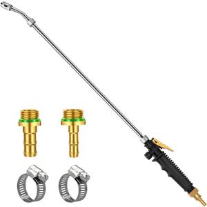29 Inches Sprayer Wand,1/4" & 3/8" Brass Barbs Sprayer Wand Replacement, Stainless Steel Replacement Sprayer Wand with Shut off Valve & 2 Hose Clamps (1/4" & 3/8" Barb Sprayer Wand)