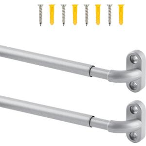 TYRON 2 Pack Screwed Sash Curtain Rod Adjustable 30-40 Inch, 3/8 In. Diameter, French Door Curtain Rods (Nickel)