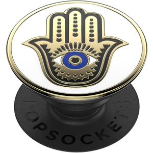 PopSockets Phone Grip with Expanding Kickstand, Adhesive Grip, Enamel - Hamsa Hand (White)