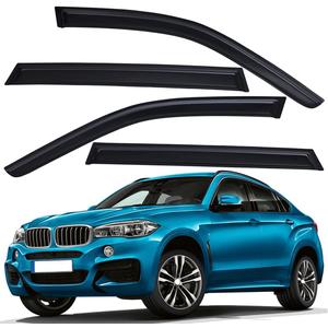 Lightronic Extra Durable Outside Mount Auto Vent Window Visor, Fits 2014-2018 BMW X5, UV Protection Rain Guard, Smoke Original Wind Deflector, No-Drill Easy Install, 4-Pcs