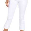 HDE Pull On Capri Pants for Women 21" Inseam Cropped Office Pants with Pockets (White, XL)