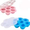 2 Pack Silicone Egg Bites Mold for Instant Pot Accessories - Fits Instant Pot 5,6,8 qt Pressure Cooker Baby Food Freezer Tray with Lid Reusable Storage Container, Pink/blue