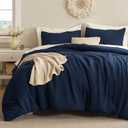 Bedsure Waffle Comforter Set Queen, Soft and Breathable Navy Bedding Comforter Set, 3 Pieces, 1 Waffle Weave Comforter (90" x 90") and 2 Pillowcases(20" x 26")