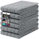 Homaxy Premium Cotton Kitchen Towels 16"x 28", Large Natural Ring Spun 390 GSM Dish Towels, Super Absorbent Terry Kitchen Hand Towels, Soft Tea Towels with Hanging Loop, Pure Grey Design, 6 Pack
