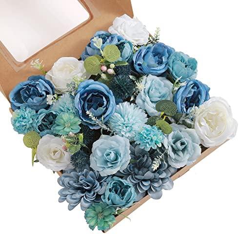 kuujojo Artificial Flowers Combo, Fake Flowers for DIY Tables Centerpieces Baby Shower Bridal Shower Wedding Bouquet Arrangements Party Candle Holder Cake Decor Flower Home Decorations