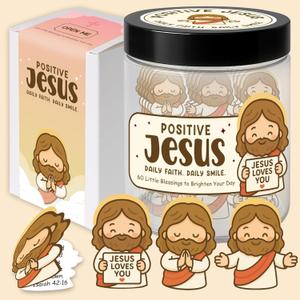Positive Jesus Blessing Jar 60 Daily Scripture & Encouragement Cards, Faith-Based Gift for Girls, Teens, Kids & Women, Christian Inspirational Gift for Birthdays