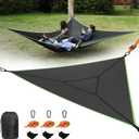 LACE INN Triangle Hammock, 13ft Camping Hammock with 3 Ratchet Tie Down Straps and Storage Bag, 3 Point Hammocks Portable Max 800 Lbs for 2-3 Adult Kid, Multi Person Tree Hammock for Outside Travel