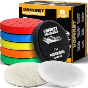8 Pcs Buffing Polishing Pads, 6 Inch Polishing Pads, Car Compound Buffing Sponge Pads and Woolen Pads Cutting Polishing Pad Kit for Car Buffer Boat Compounding, Polisher & Waxing