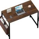 Pamray 32 Inch Computer Desk for Small Spaces with Storage Bag, Home Office Work Desk with Headphone Hook, Small Office Desk Study Writing Table (Brown)
