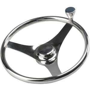 NovelBee 3 Spoke Stainless Steel Boat Steering Wheel 13-1/2" with Control Knob and Cap