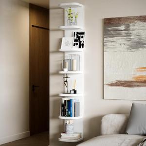 7 Tier Wall Shelf Unit White Floating Shelves for Wall, Decorative Lack Shelf for Storage Curved Edges, Tall Vertical Display Shelf for Bedroom, Vanity, Living Room, Book Shelves