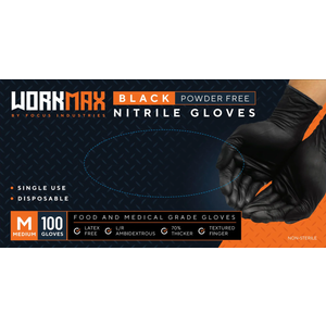 WorkMax 4 Black Nitrile Gloves ,100 Gloves Latex ,M,2 pcs