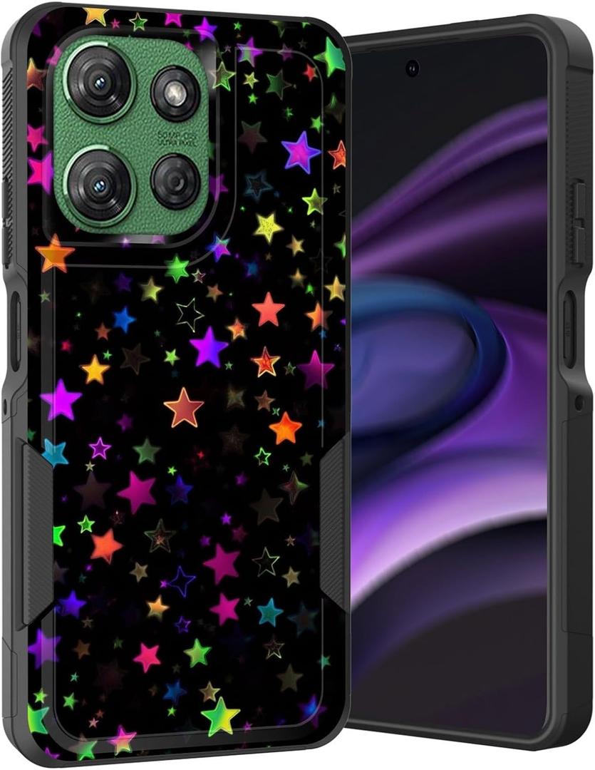 for Moto G Stylus 5G 2025 Case,Dual Layer Hybrid Heavy Duty Rugged Shockproof Hard PC +Soft Silicone Protective Case for Motorola Moto G Stylus 5G 2025,Colorful Stars