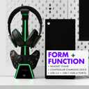 Tilted Nation 3 in 1 Gaming Headset and Controller Stand for PS5 and Xbox Series X Charging Station - Game Controller Holder and Headphone Stand for Desk with PlayStation and Xbox Magnetic Charger