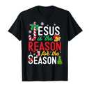 Jesus Is The Reason For Christmas Christian Xmas Stocking T-Shirt Black L