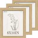 8x10 Picture Frame 3 Pack, Natural Oak Wooden Frame, HD Tempered Glass, 8 by 10 Photo Frame for Tabletop