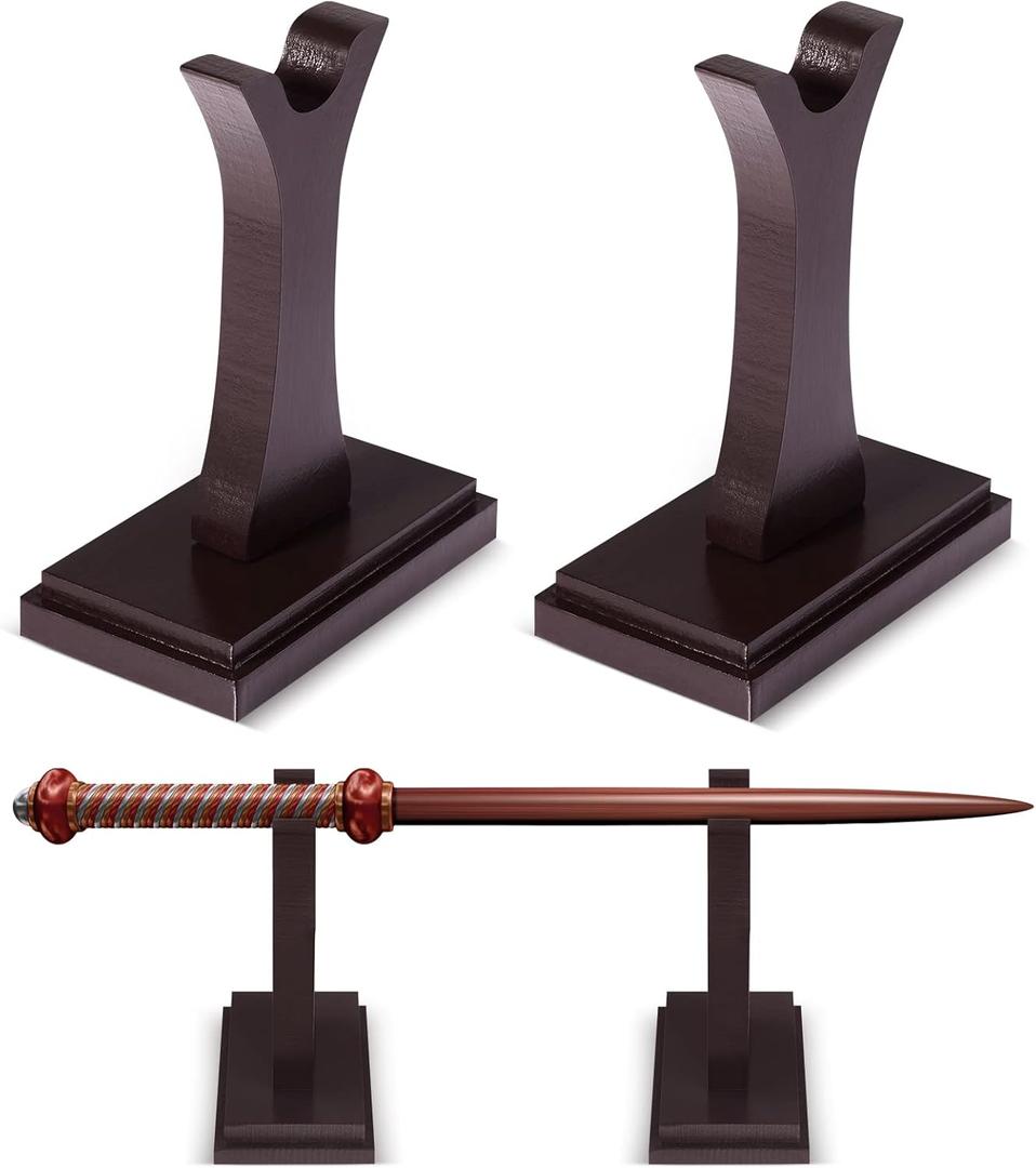 Shellwei Wizard Wand Stand Display Wood Wand Holder Sword Stand Display Shelf for Collectibles Wizard Home Office Halloween Decor