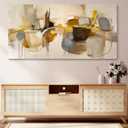 HGUAOA Abstract Wall Art for Living Room - Large Yellow and Orange Geometric Artwork - Modern Paintings for Office Decor - Contemporary Big Wall Decor for Home or Office 2958IN