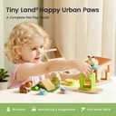 Tiny Land Wooden Dollhouse Animal Set for Toddlers, Dollhouse Accessories & Dolls House Furniture Sets for Toddlers, Montessori Pretend Play Family Pets Set Toys, Gift for Kids Age 3+