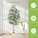 FEELEAD 7ft Olive Trees Artificial Indoor - Tall Faux Olive Tree 7 feet (84") with Pot, Fake Plants Natural Olive Branches and Realistic Leaves Olive Silk Tree for Home Office Decor