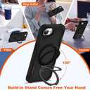Compatible with iPhone 16e Case 6.1'' with Magnetic Ring Stand [Military Drop Protection][Compatible with MagSafe] Shockproof 16e Phone Case for Men Wowen,Black