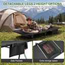75" Camping Cot, Heavy Duty 350lbs Capacity, Adjustable Height with Leg Extenders, Lightweight Aluminum Frame Portable Folding Bed for Camping,Travel, Beach, Office Nap