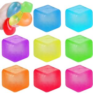 DIYDEC 8 Pcs Stress Cubes Fidget Toys 8 Colors Stress Balls for Kids Adults Teens Stress Relief Squishy Squeeze Balls for Party Favors Classroom Prizes