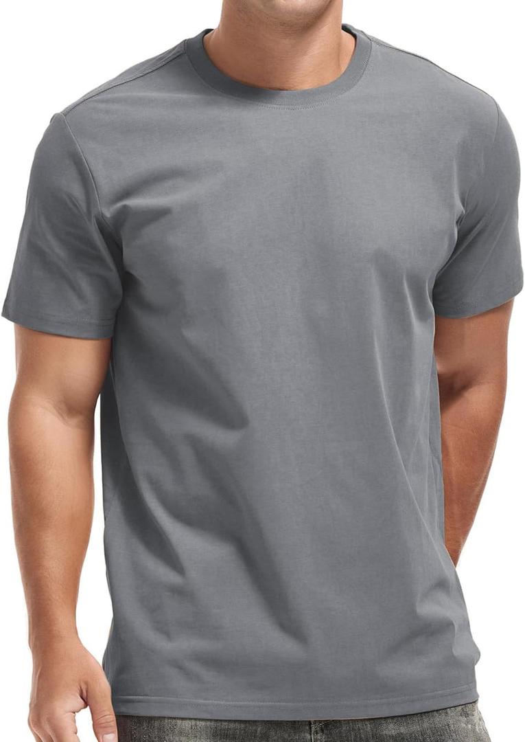 VEIISAR Men's Crew Neck T Shirt - Fitted Elastic Tees Fresh Print Tshirts - Pattern & Color 20+ (Gray, S)