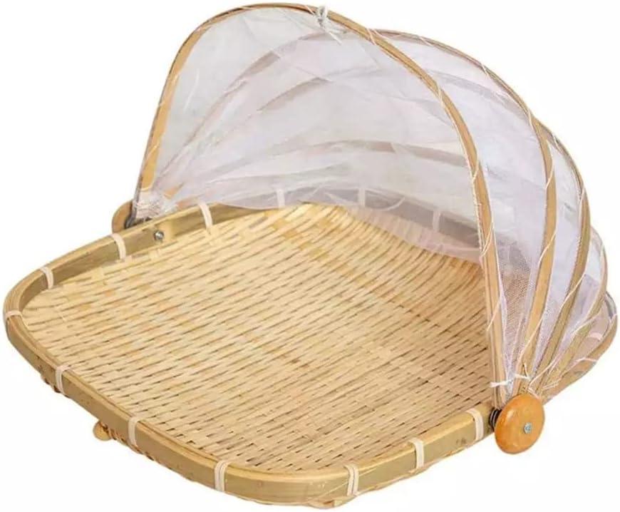 Square Bamboo Tent Basket with Lid, Vegetable/Fruit, Bread, Storage BasketSide length28cm (11 inches)
