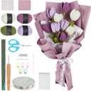 INFUNLY 10 pcs Tulip Crochet Kits for Beginners Complete Flower Crochet Kits for Adults Starters with Instruction and Video Tutorials Crochet Kit Gift for Mother's Day Wedding Birthday