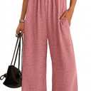 KIRUNDO Summer One Piece Jumpsuits For Women 2025 Casual Loose Button Sleeveless Romper Knit Wide Leg Overalls With Pockets, Size XL