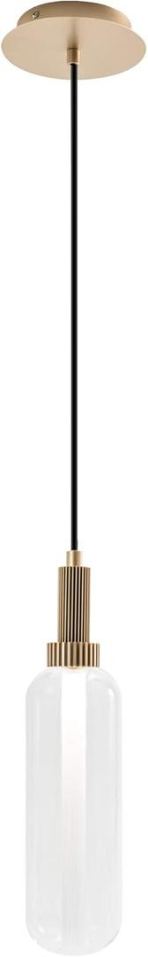 Modern 10W LED Cylinder Pendant Light, Single Bulb Glass Fixture, 3000K Adjustable Lighting for Hallway Entryway and Over Table, 700 Lumens, Opal Gold, CE1007801