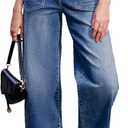 Sidefeel Women's Wide Leg Jeans High Waisted Stretchy Jeans Straight Leg Loose Fit Zimbaplatinum Ankle Denim Pants (10, Blue)